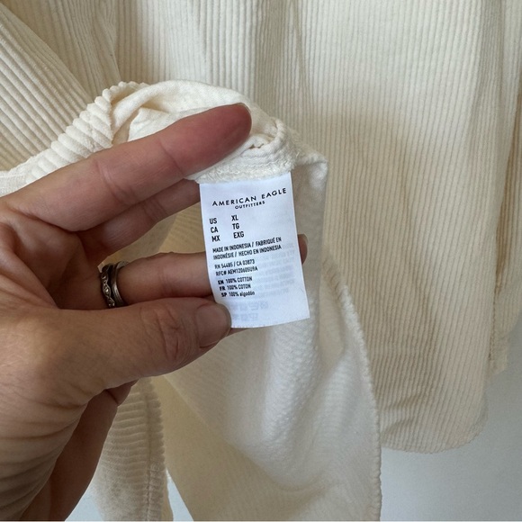 American Eagle Off White Cream Oversized Corduroy Button Down Shirt XL - Picture 6 of 6